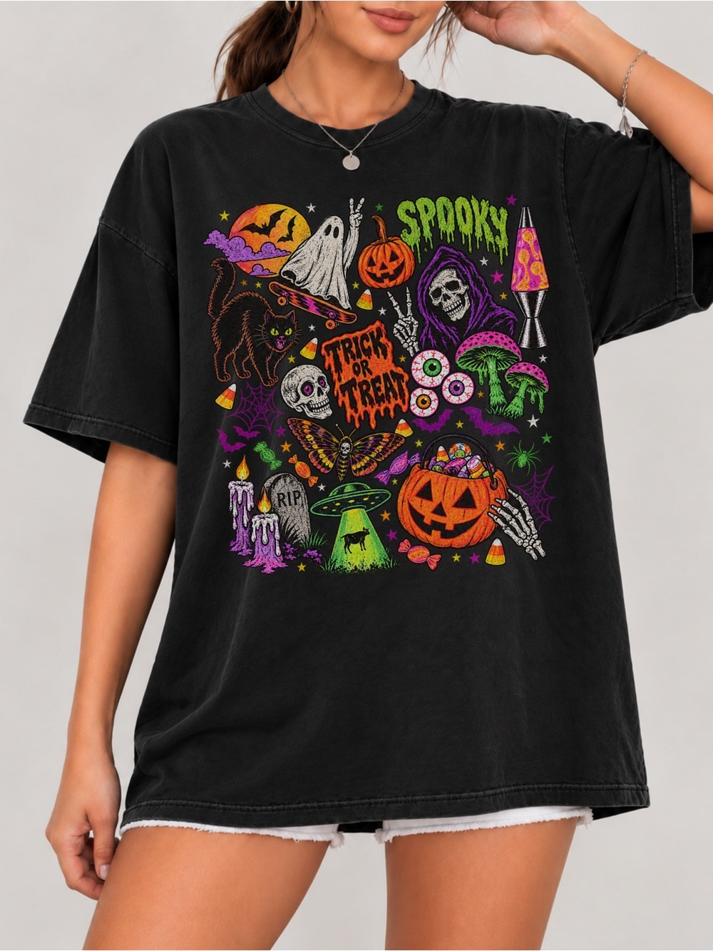 Halloween Trick Or Treat Unisex T-shirt Colorful Spooky Season Tee